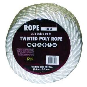 Rope King TP 3850W Twisted Poly Rope   White   3/8 inch x 50 feet 