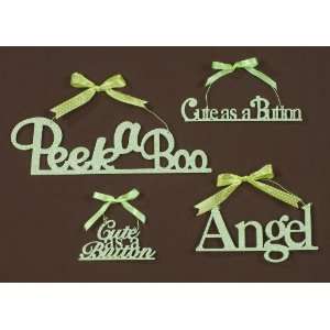  Light Green Glitter Baby Words  Angel, Set of 3 by 