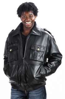   New Black Leather Military Bomber Jacket Urban Hip Hop M L XL  