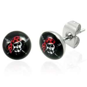   Jewellery Shop   Stainless Steel Pirate Stud Earrings (pair) Jewelry