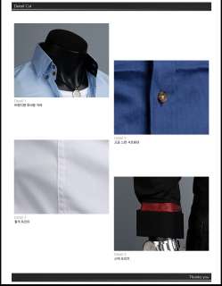 B07 23 KOREA Mens Shirts Casual Spandex Slim Fitted  