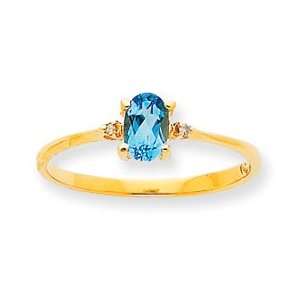   Diamond Blue Topaz Birthstone Ring   Size 6   JewelryWeb: Jewelry