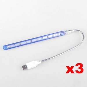   3x USB 10 LED Light Lamp Flexible For PC/Notebook/Lap top: Electronics