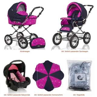 KINDERWAGEN + BABYSCHALE KORTINA IN 22 FARBEN  