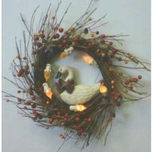  17 Lighted Swan & Berry Wreath Case Pack 12