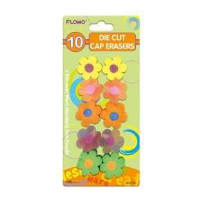  10 Die Cut Flower Cap Erasers (School Supplies ): Toys 