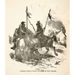   War Uhlans Calvary Prisoner Franc Tireur   Original Wood Engraving