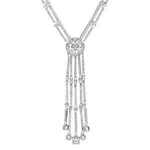 Emitations Tippis 1.5 ct Fancy Dangle Necklace   18 Inch, Silver Tone 