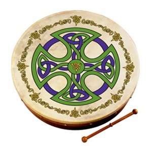  Bodhran (Irish Drum)   Brosna Cross Design  Full Size 18 