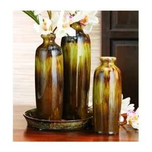    Reactive Candle Set Of Three Green Tinged Vases: Home & Kitchen