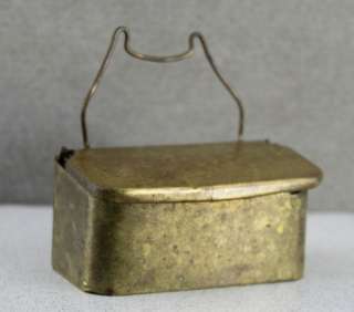 ANTIQUE 19THC HINGED LID BRASS TINDER OR HOT COAL BOX  