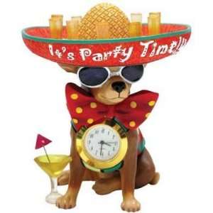    Aye Chihuahua Party Time Mini Clock Figurine: Home & Kitchen