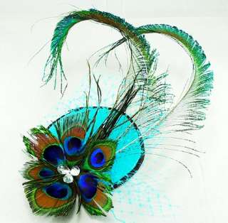 Elegant Peacock Cocktail Hat Hair Comb Fascinator  