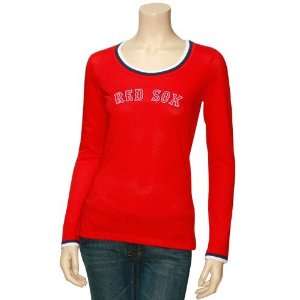   Red Sox Ladies Red Better Half Long Sleeve T shirt: Sports & Outdoors