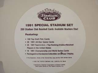 1991 Topps Special Stadium Club Baseball 200 Card Set  