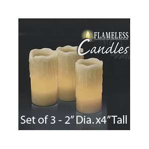  4 Inch Pillar Melted Edge Ivory Battery Operated Candles 