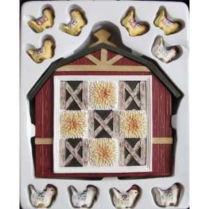   Home TIC TAC TOE GAME Decorative Set w BARN & CHICKENS: Toys & Games
