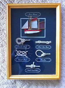Nautical Shadow Box Knot Board Picture   Sailing Knots and Wood Sail 