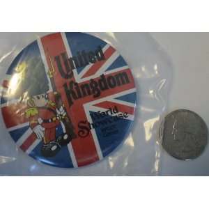  Disney Vintage Button  Epcot Mickey Mouse United Kingdom 