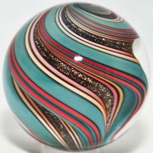 16 Glass Marble ~ Mark Matthews ~ Turquoise Goldstone Lutz  