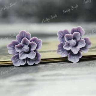 High quality purple Resin Flower Cabochon rose RB0532 8  