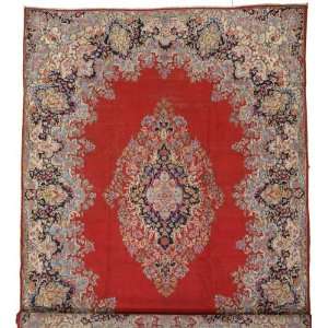   130 Red Persian Hand Knotted Wool Kerman Rug: Furniture & Decor