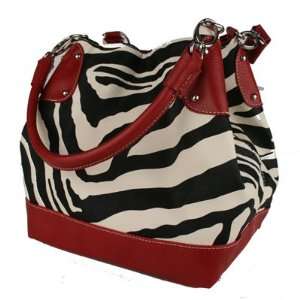  Zebra Print Designer Handbag ~ Red Trim ~ NEW 