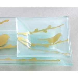  Series Birdie 5 square dish Handmade glass 5 square dish   Birdie 