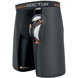 Shock Doctor Mens Black Ultra Lax Lacrosse Compression Shorts with 