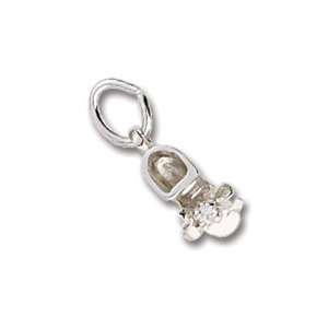  Baby Shoe April Birthstone Charm in White Gold: Jewelry