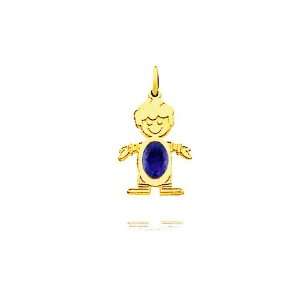  14K Yellow Gold September/Sapphire Birthstone Boy Charm Jewelry