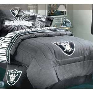  Oakland Raiders Black Denim Queen Size Comforter and Sheet 