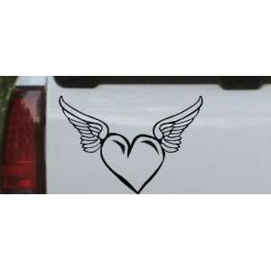 Black 32in X 21.8in    Heart With Wings Girlie Car Window Wall Laptop 