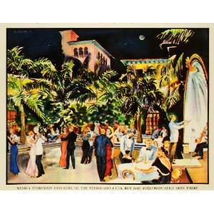 1936 Print Everglades Club Palm Beach Dancing Dining Florida Trees 