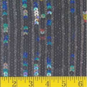  54 Wide Sequin Stripes Black Fabric By The Yard: Arts 