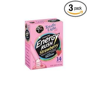 4C Totally Light Energy Rush, Strawberry, 3.9 Ounce (Pack of 3 