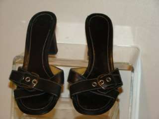 Coach Black Leather Slides Sandals Shoes Size 7.5 B  
