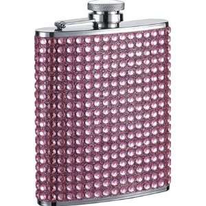   6oz Pink Bling Stainless Steel Hip Flask   VF1292: Kitchen & Dining