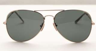 New Vintage Mens Womens Gold Aviator Frame Sunglasses Glass Green 