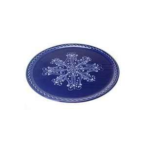  Hungarian Hand painted Blue Pizza Plate