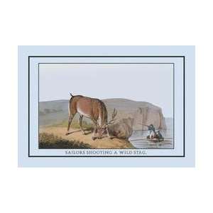  Sailors Shooting Wild Stag 24x36 Giclee