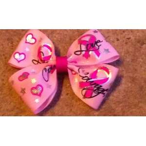 Breast Cancer Awareness 3 Inch Double Boutique Bow   With Pink Center 