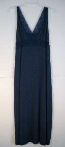 Jones New York Navy Minidot and Lace Knit Nightgown L 1J100G Navy Blue 