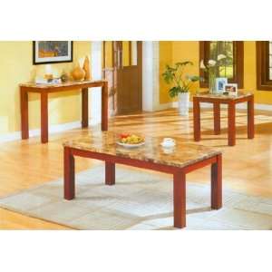  Cherry Finish Marble Top 4 Piece Occasional Set