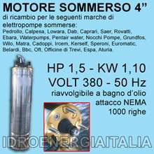 Motore Sommerso Riavvolgibile HP2 V380 Motore Sommerso Riavvolgibile 