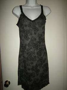 New Kensie Short Gown Chemise Gray Floral Print S L  