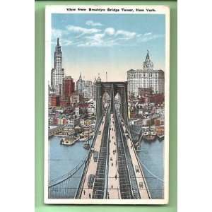  PostcardBrooklyn Bridge Tower New York City Skyline 
