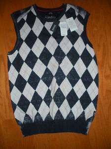 NWT BUFFALO David Bitton Blue Argyle Sweater Vest L $59  
