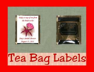   Shower Flowers or Shells Favor Tea Bag Labels Personalized  