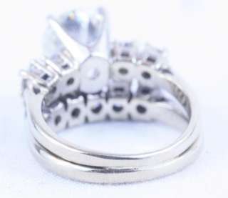 21k Fused 10 DIAMOND 14k White Gold Wedding Ring Set 3.3tct Round 